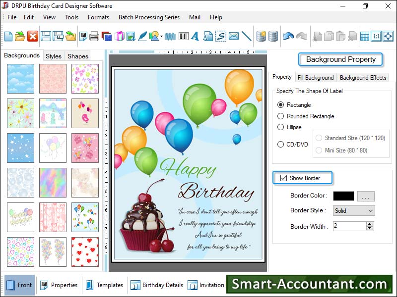 Screenshot of Make Printable Birthday Card