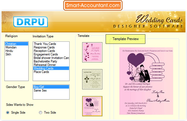 Wedding card Maker software screenshots creates marriage invitation cards