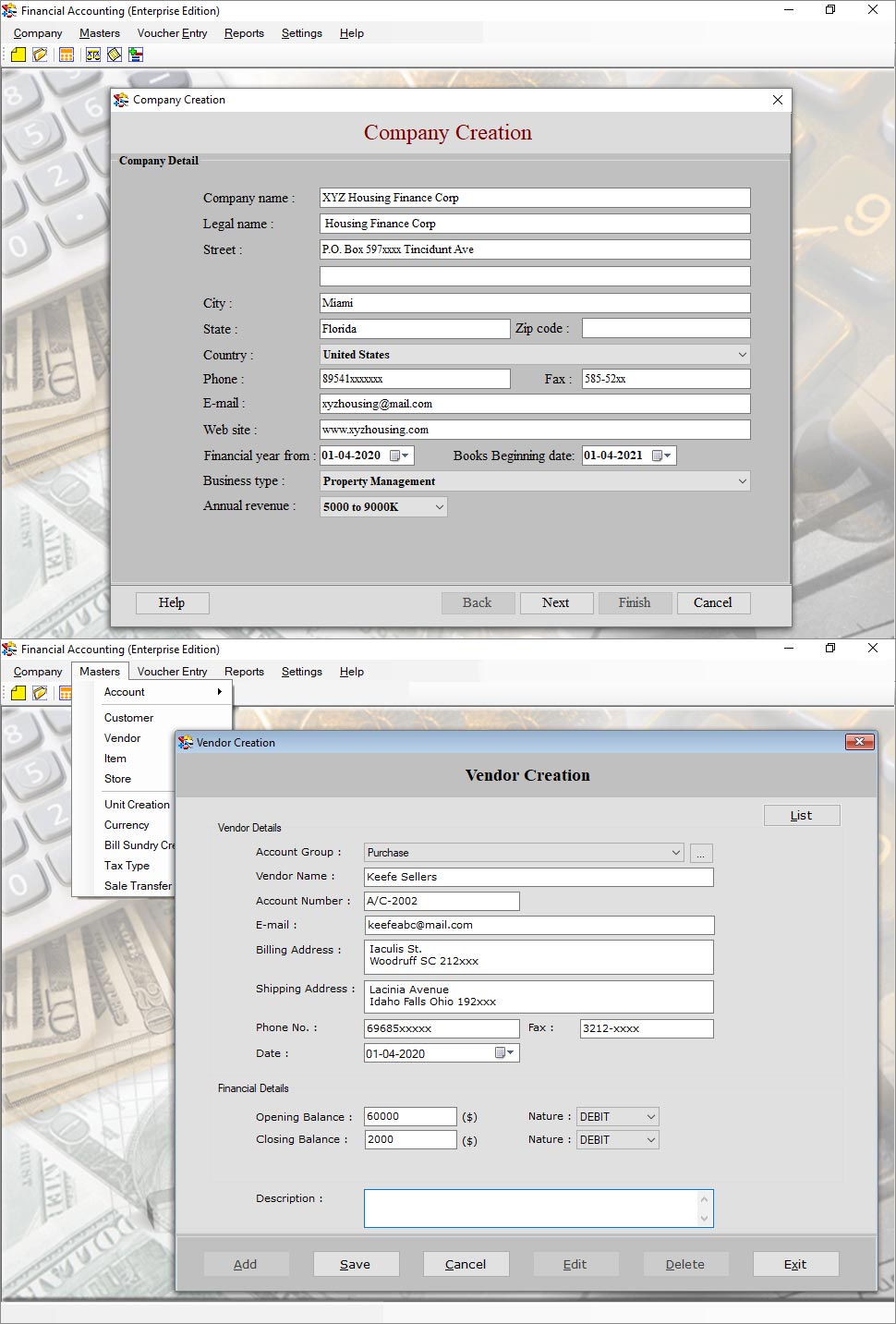 Screenshot of Small Business Accounting Software