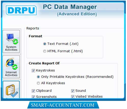 Screenshot of Keylogger Software with Screen Capture