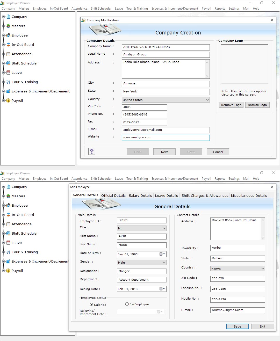 Screenshot of Employee Planner Software 4.0.1.5