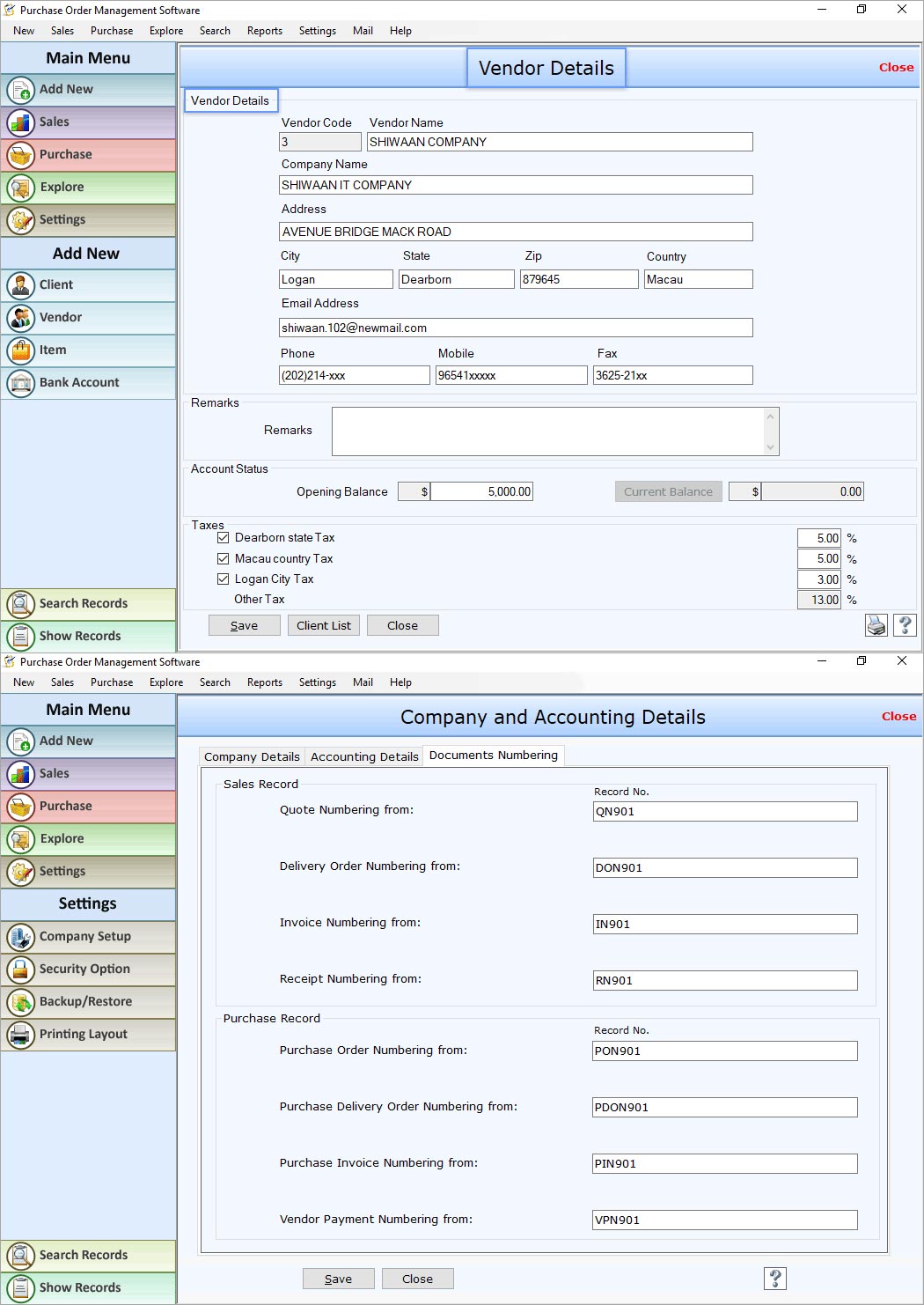 Screenshot of Inventory Management Software