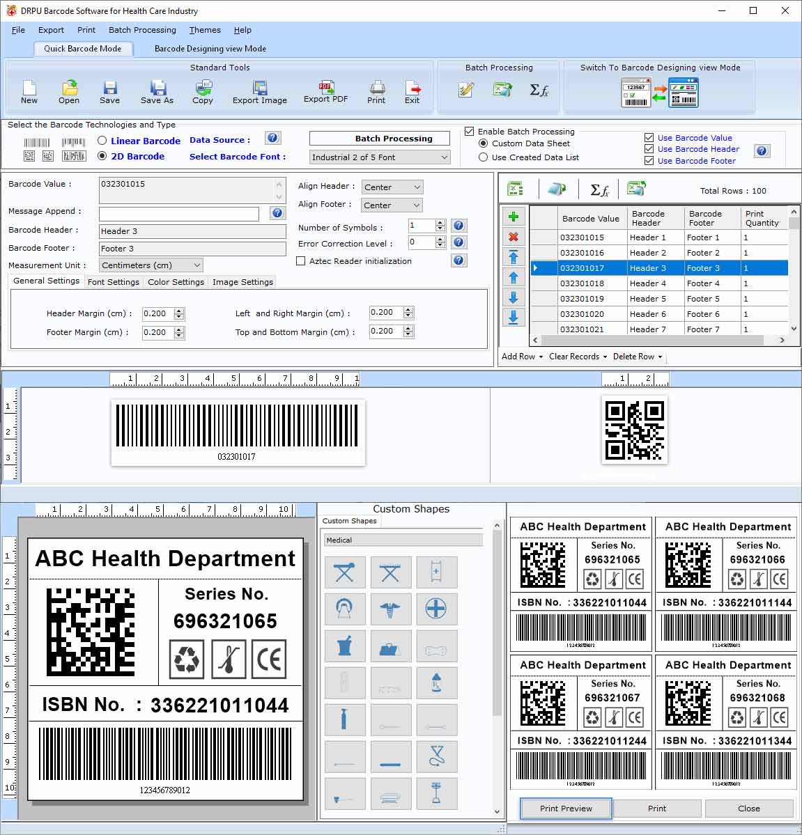 Screenshot of Barcode Labels for Medical Equipments