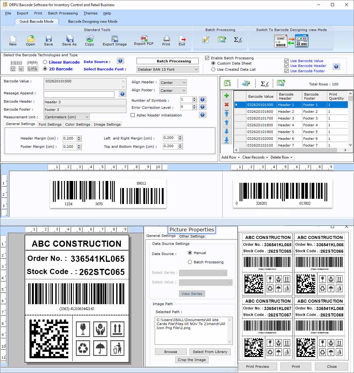 Screenshot of Retail Inventory Barcodes Generator