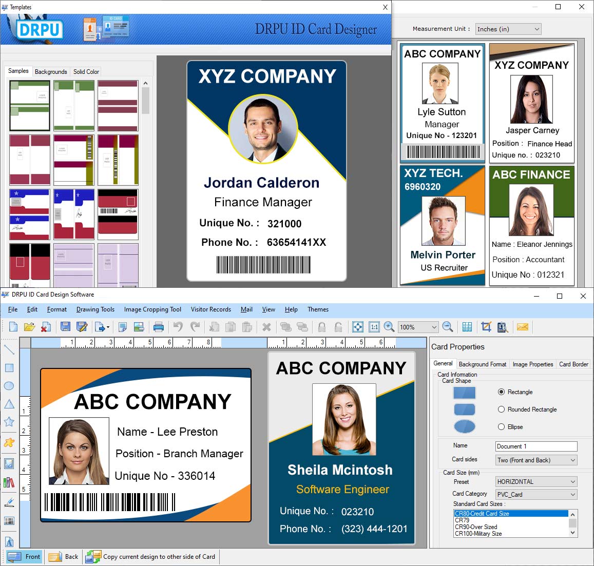 Screenshot of Visitors Management ID Card Design Tool