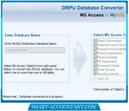 Screenshot of Access to MySQL Converter