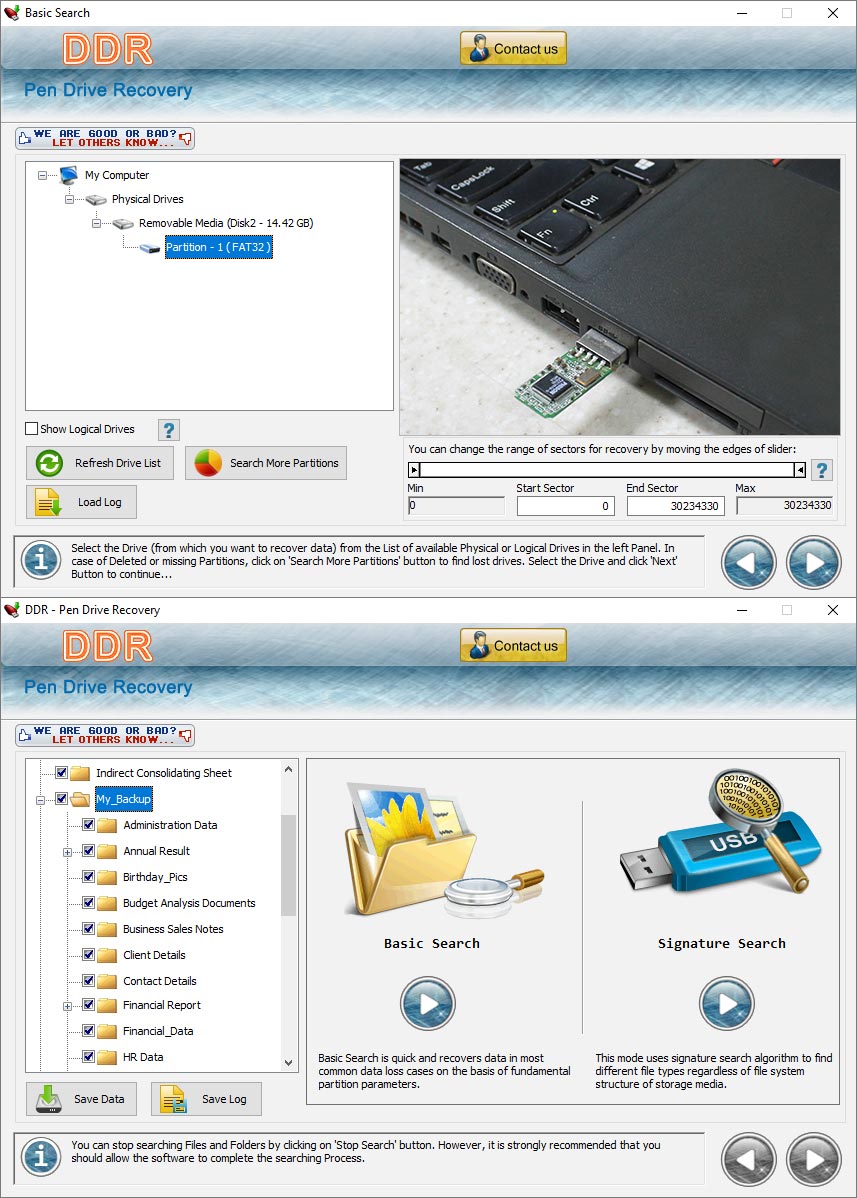 Screenshot of Pen Drive Data Recovery Tool