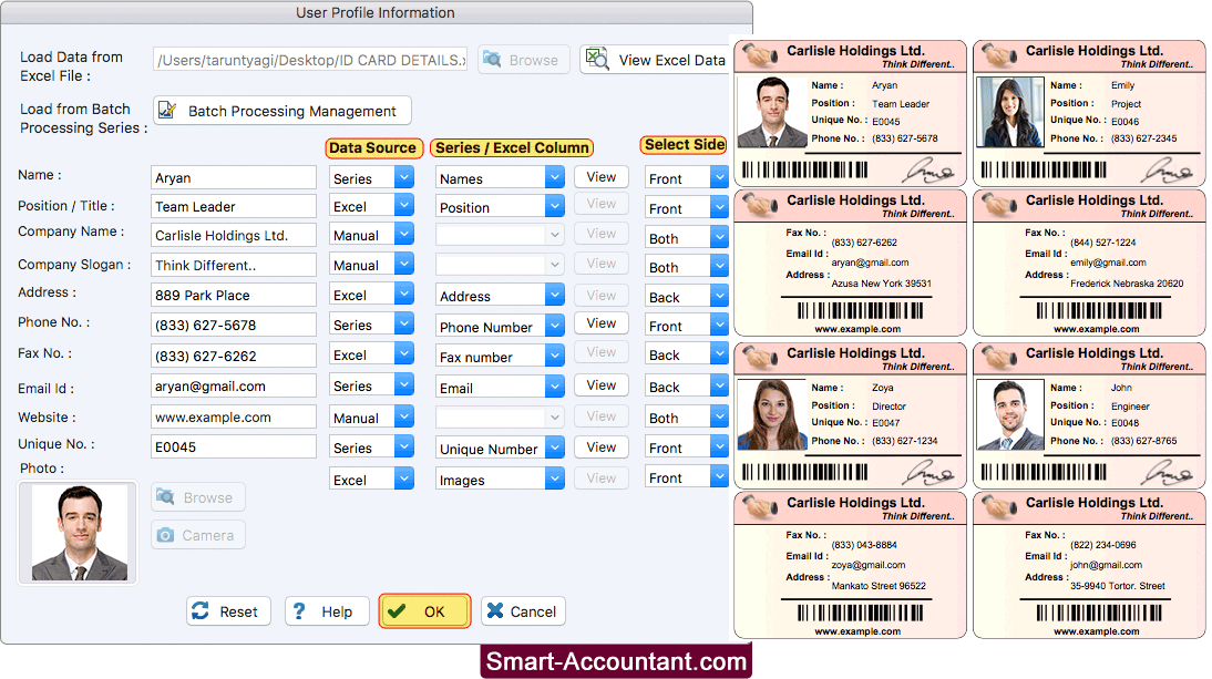 Fill ID Card User Details