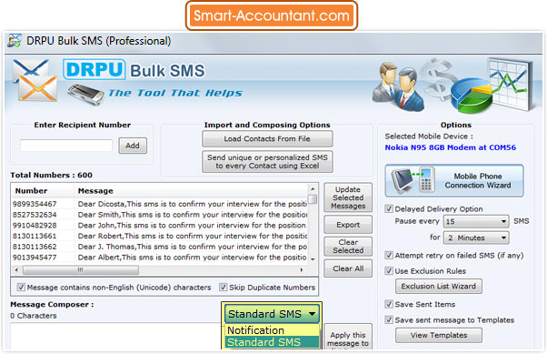 Bulk SMS broadcasting program