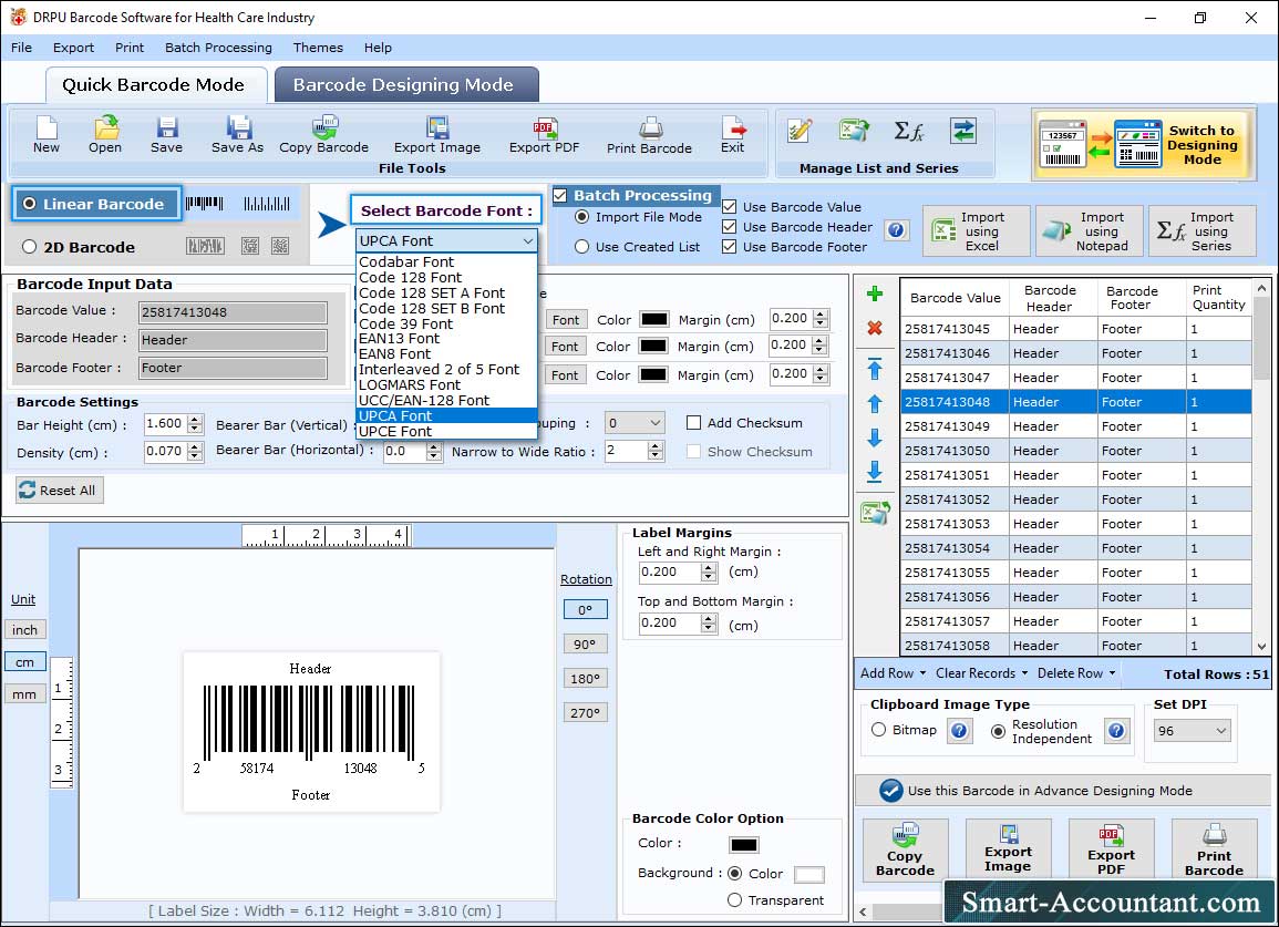 Barcode Settings