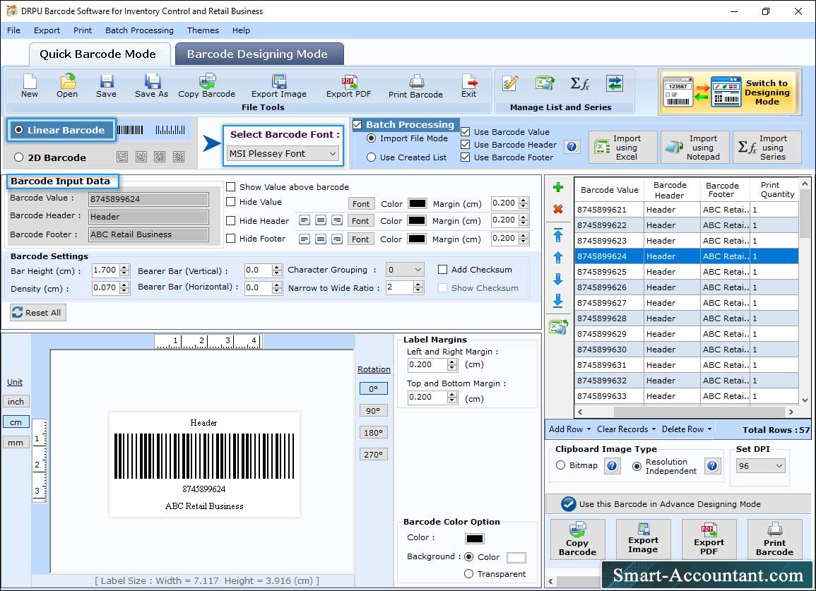 Barcode Settings