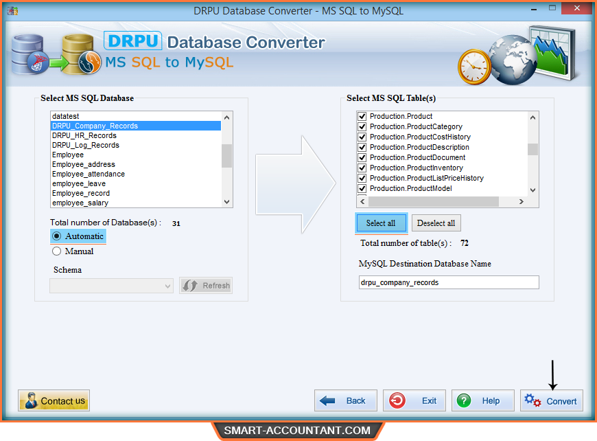 MSSQL to MySQL database migration tool