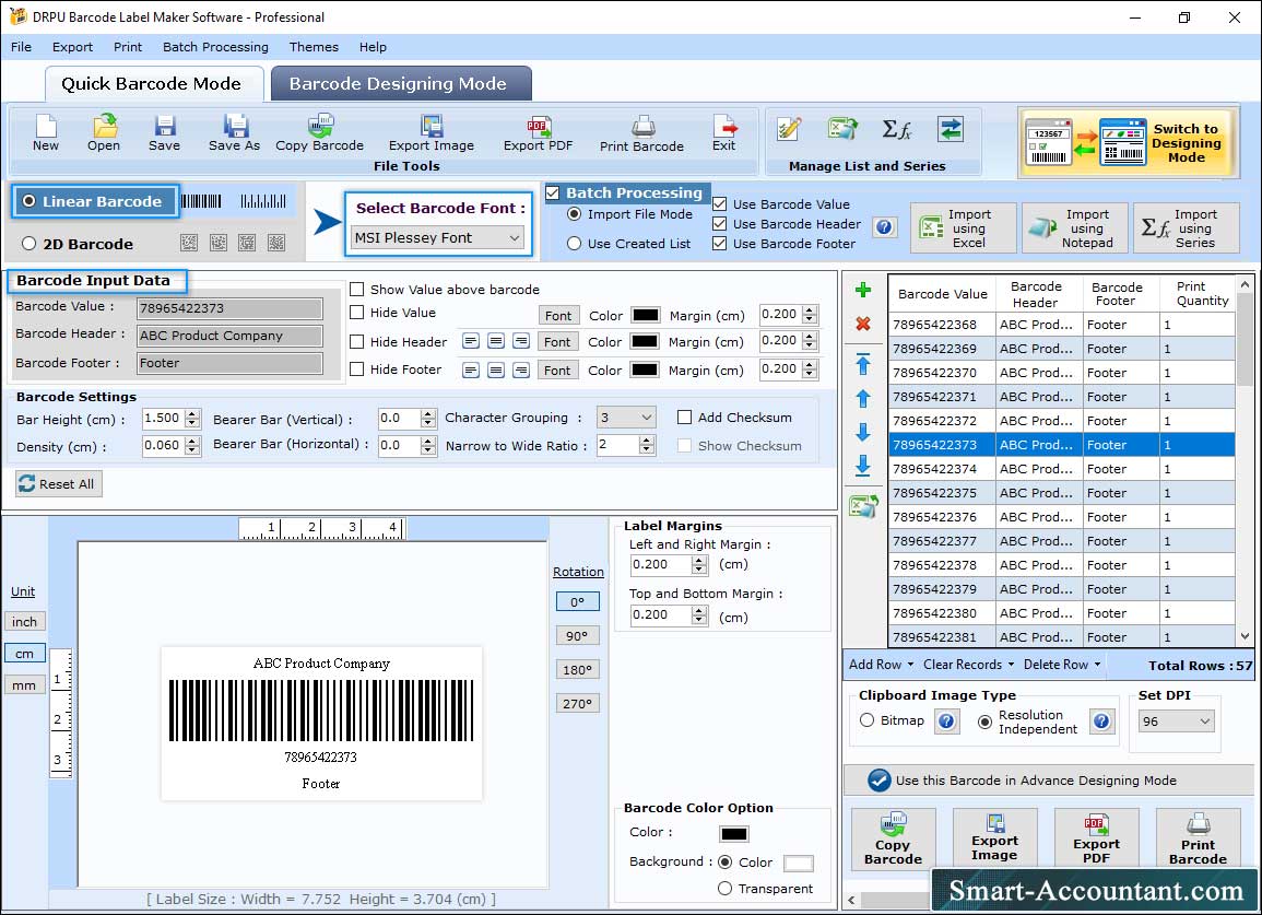 Barcode Settings