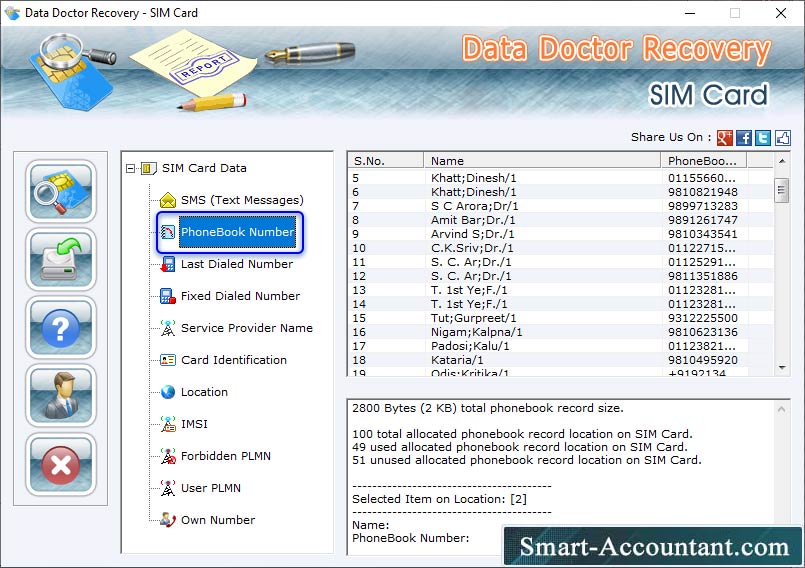 Sim card data restoration program