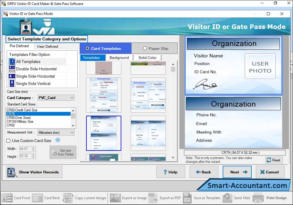 Visitors Gate Pass ID Cards Maker Software