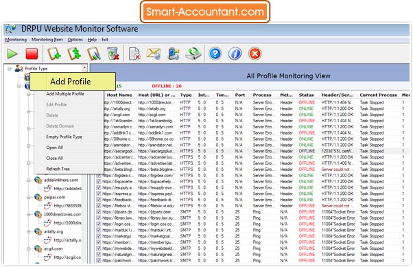 Web site downtime monitor program