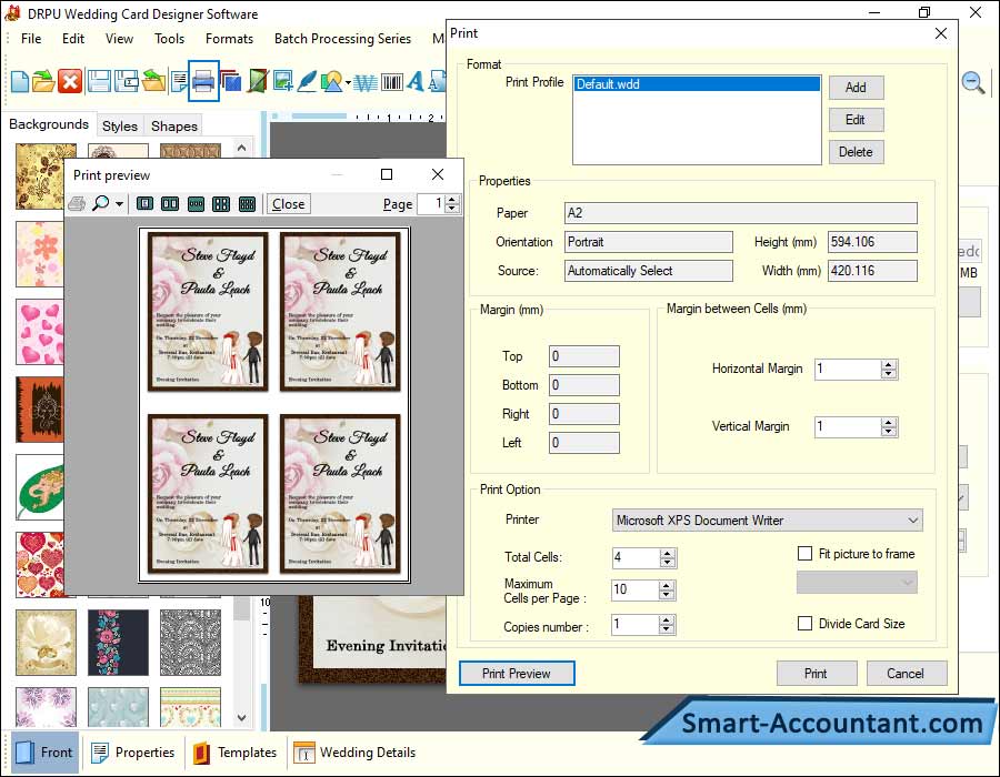 Wedding Cards Print Preview